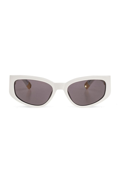 Shop Jacquemus Rectangle Frame Sunglasses In White
