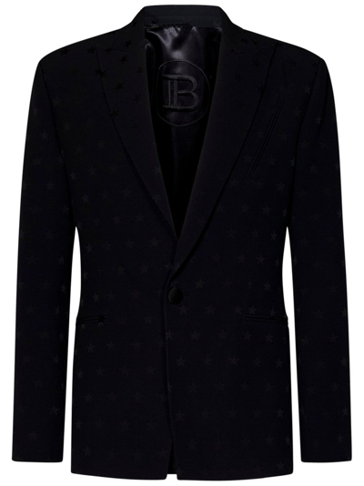 Shop Balmain Single Breasted Sleeved Jacket In Black