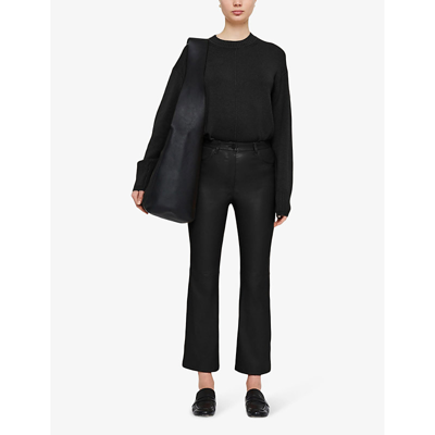 Joseph Womens Black Duke Flared-leg Mid-rise Leather Trousers In Black