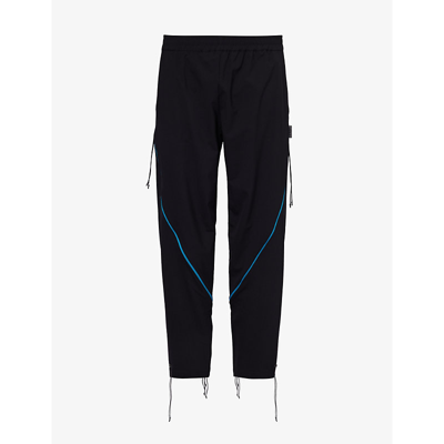Shop Saul Nash Contrast-seam Tapered-leg Wool-blend Trousers In Black