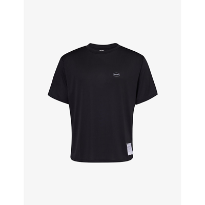 Shop Satisfy Auralite™ Branded Recycled-polyester T-shirt In Black