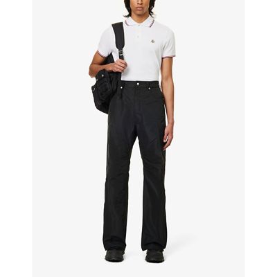 Shop Moncler Brand-patch Split-hem Cotton-piqué Polo Shirt In White