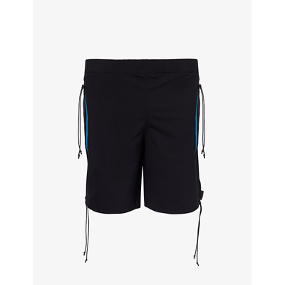 Shop Saul Nash Contrast-seam Relaxed-fit Wool-blend Shorts In Black