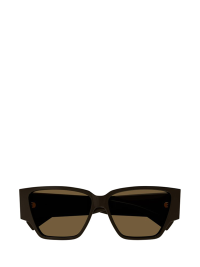 Shop Bottega Veneta Eyewear Rectangle Frame Sunglasses In Green