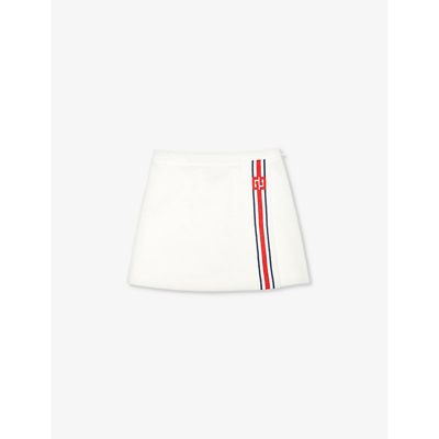 Shop Gucci Girls Off White/mix Kids Brand-embroidered A-line Piqué Skirt 4-12 Years