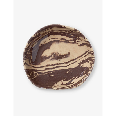 Shop Ferm Living Ryu Stoneware Bowl 28cm In Sand/brown