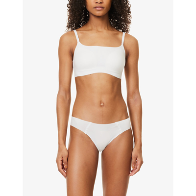 Sloggi Womens Silk White Zero Feel 2.0 Stretch-jersey Tanga Briefs In Silk White