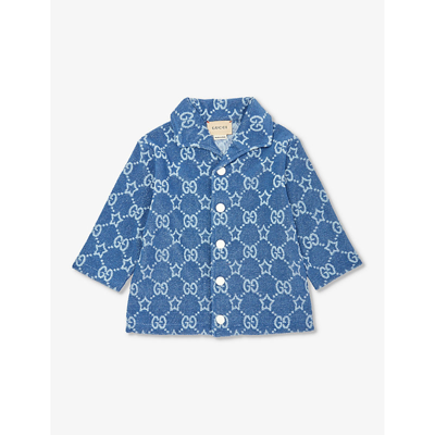 Shop Gucci Boys Avio/mc/mx Kids Gg And Star Cotton-blend Shirt 3-36 Months