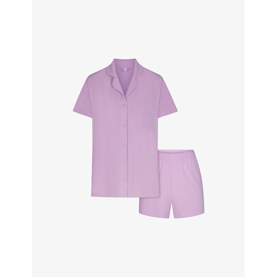 Shop Skims Women's Sugar Plum Soft Lounge Stretch-woven Short Pyjamas