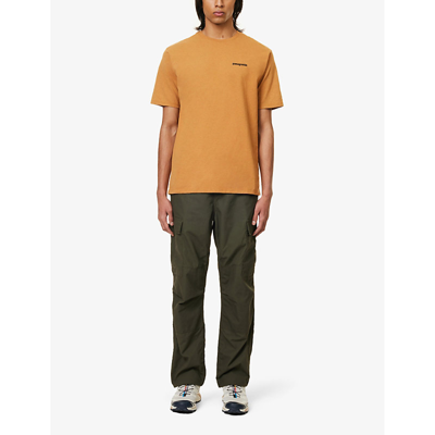 Shop Patagonia Men's Golden Caramel P-6 Logo Responsibili-tee Recycled Cotton And Recycled Polyester-blen