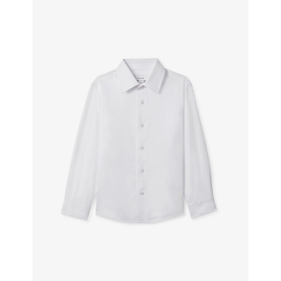 Shop Reiss Boys White Kids Remote Slim-fit Cotton Shirt 3-14 Years