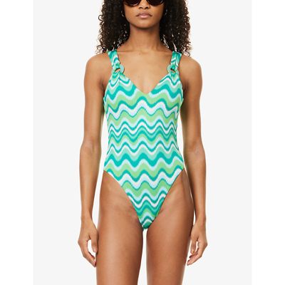 Shop Seafolly Women's Jade Wave V-neck Swimsuit