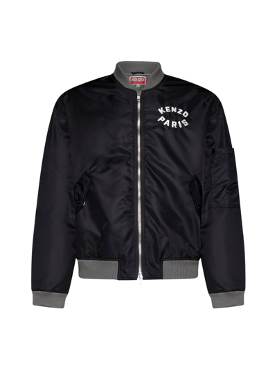 Shop Kenzo Lucky Tiger Embroidered Bomber Jacket In Black