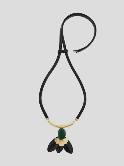 Shop Marni Charm Embellished Necklace In Black