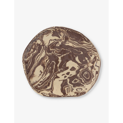 Shop Ferm Living Ryu Stoneware Platter 34cm In Sand/brown