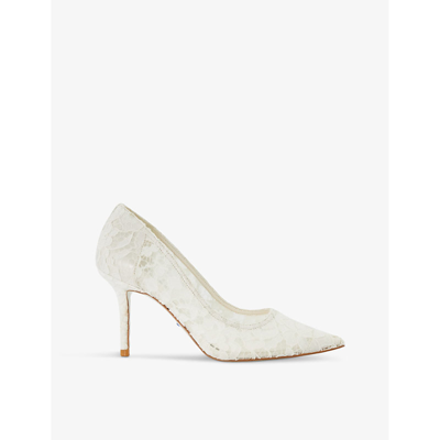 Shop Dune Women's White-fabric Memorise Bridal Floral-lace Court Shoes