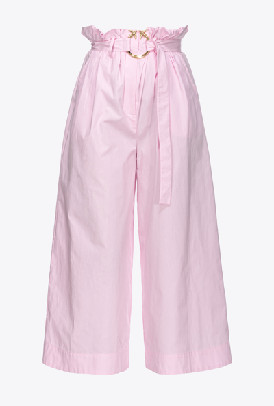 Shop Pinko Pantaloni Wide Leg Con Cintura In Pink Sweet Lilac
