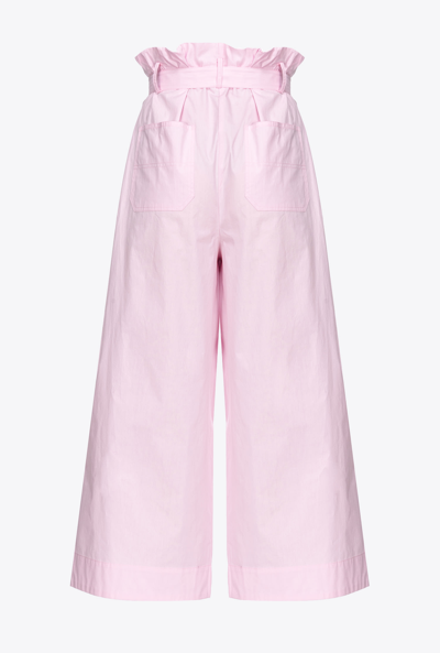 Shop Pinko Pantaloni Wide Leg Con Cintura In Pink Sweet Lilac
