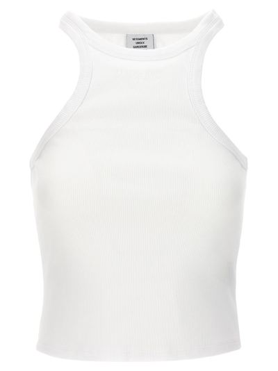 Shop Vetements Racing Logo Embroidered Tank Top In White