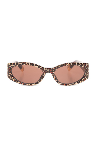 Shop Jacquemus Oval Frame Sunglasses In Multi