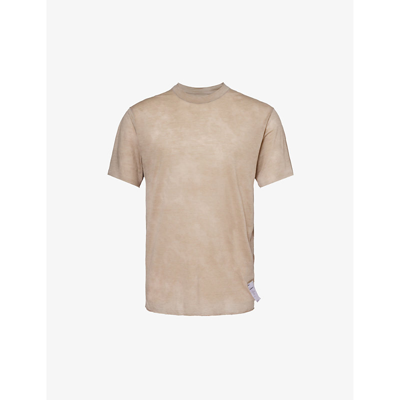 Shop Satisfy Men's Sun Bleached Greige Cloudmerino™ Brand-patch Wool-knit T-shirt