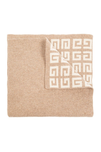 Shop Givenchy 4g Jacquard Knitted Scarf In Beige
