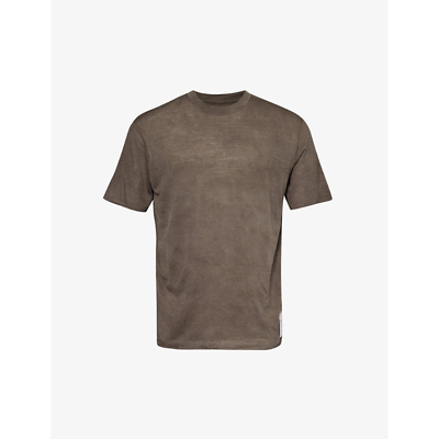 Shop Satisfy Cloudmerino™ Brand-patch Wool-knit T-shirt In Sun Bleached Charcoal