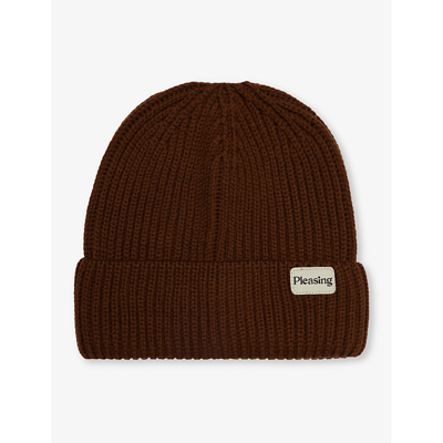 Shop Pleasing The  Beanie Wool-blend Knitted Beanie In Brown