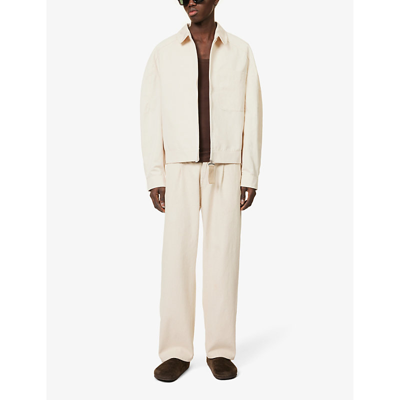 Shop Jacquemus Men's Beige Le Blouson Linu Boxy-fit Cotton And Linen-blend Jacket
