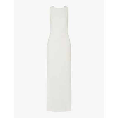 Shop Whistles Women's Cream Tie Back Slim-fit Stretch-crepe Maxi Dress