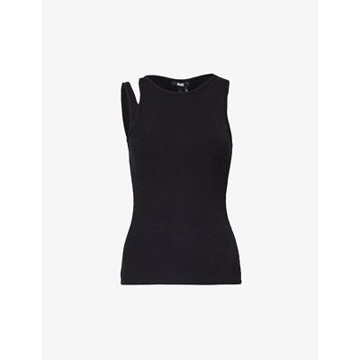 Shop Paige Women's Black Yuzu Round-neck Slim-fit Stretch-woven Top