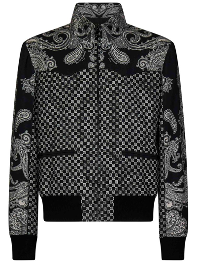 Shop Balmain Paisley Printed High Neck Jacket In Multi