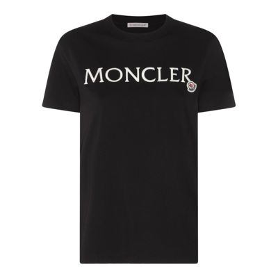 Shop Moncler Logo Embroidered Crewneck T In Black