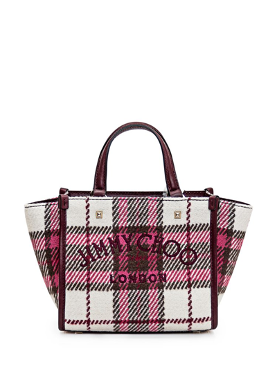 Shop Jimmy Choo Checked Logo Embroidered Tote Bag In Multi