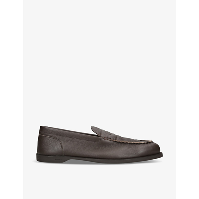 Shop John Lobb Pace Leather Loafers In Dark Brown