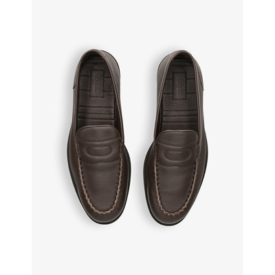 Shop John Lobb Mens Dark Brown Pace Leather Loafers