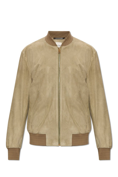 Shop Paul Smith Ribbed Detailed Bomber Jacket In Green