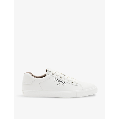 Shop Allsaints Underground Logo-embossed Leather Low-top Trainers In Triple White