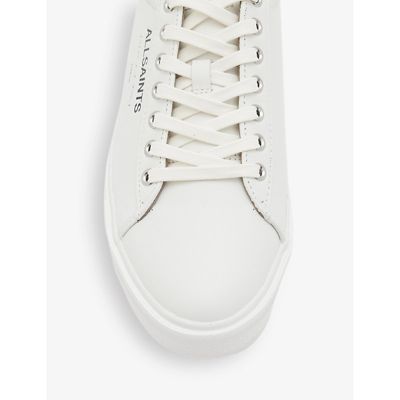 Shop Allsaints Underground Logo-embossed Leather Low-top Trainers In Triple White