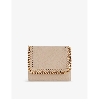 Shop Stella Mccartney Falabella Small Faux-suede Wallet In Butter Cream