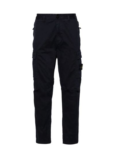 Shop Stone Island Logo Patch Cargo Trousers In Black