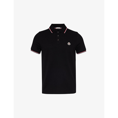 Moncler Cotton Polo Shirt With Logo In Black