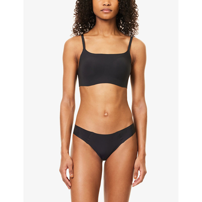 Shop Sloggi Women's Black Zero Feel 2.0 Stretch-jersey Tanga Briefs