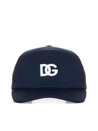 Shop Dolce & Gabbana Logo Embroidered Baseball Cap In Blue