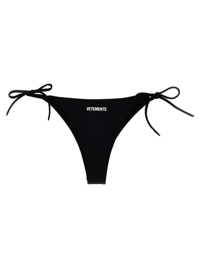 Shop Vetements Logo Printed Bikini Brief In Black