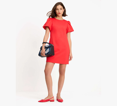 Shop Kate Spade Ponte Puff-sleeve Dress In Ponderosa Red