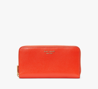 Shop Kate Spade Morgan Zip-around Continental Wallet In Red Berry