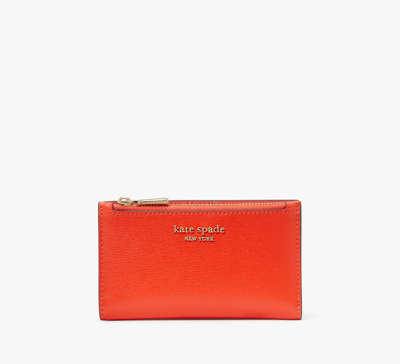 Shop Kate Spade Morgan Small Slim Bifold Wallet In Red Berry