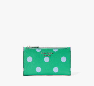 Shop Kate Spade Morgan Sunshine Dot Small Slim Bifold Wallet In Candy Grass