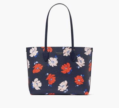 Shop Kate Spade Bleecker Dotty Floral Large Tote In Parisian Navy